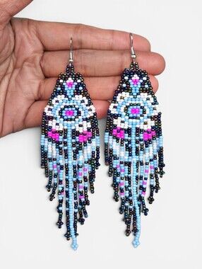 Aia Floral Boho Fringe Beaded Earrings Handmade Retro Jewelry Boheme